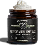 Wrath & Remedy Handmade Whipped Organic Beef Tallow for Skin - 4 OZ (Eucalyptus) — Grass Fed Beef Tallow Moisturizer and Honey Balm for Silky, Sensitive-Skin, Eczema, Rosacea - Free of Harsh Chemicals