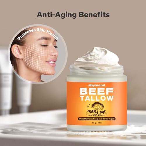Beef Tallow for Face & Body (4 Oz), Grass-Fed Beef Tallow & Raw Wild Honey Blend, Deep Nourishing Tallow Balm for All Skin Types
