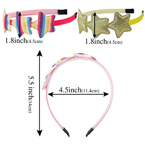 XIMA 10PCS Headbands for Toddlers, Rainbow Glitter Star Girls Headbands for Teens Kids Children Hair Accessories (10PCS Star Headbands)