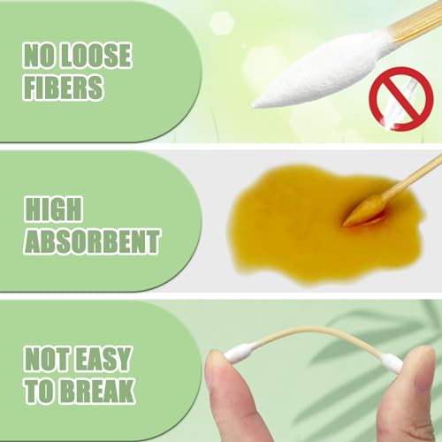 Pointed Tip Cotton Swabs - 1000 Count Double Pointed Cotton Buds - Precision Tips with Bamboo Sticks for Makeup, Nail Tools, Personal Care - Soft and Hypoallergenic for Skin