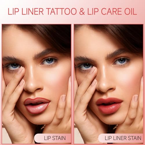 KISSIO Lip Stain Set,Peel Off Lip Liner Stain and Lip Care Oil,Transfer Proof,Long Lasting and Waterproof Lip Tint,Matte Finish,Lip Combo,07 Berry