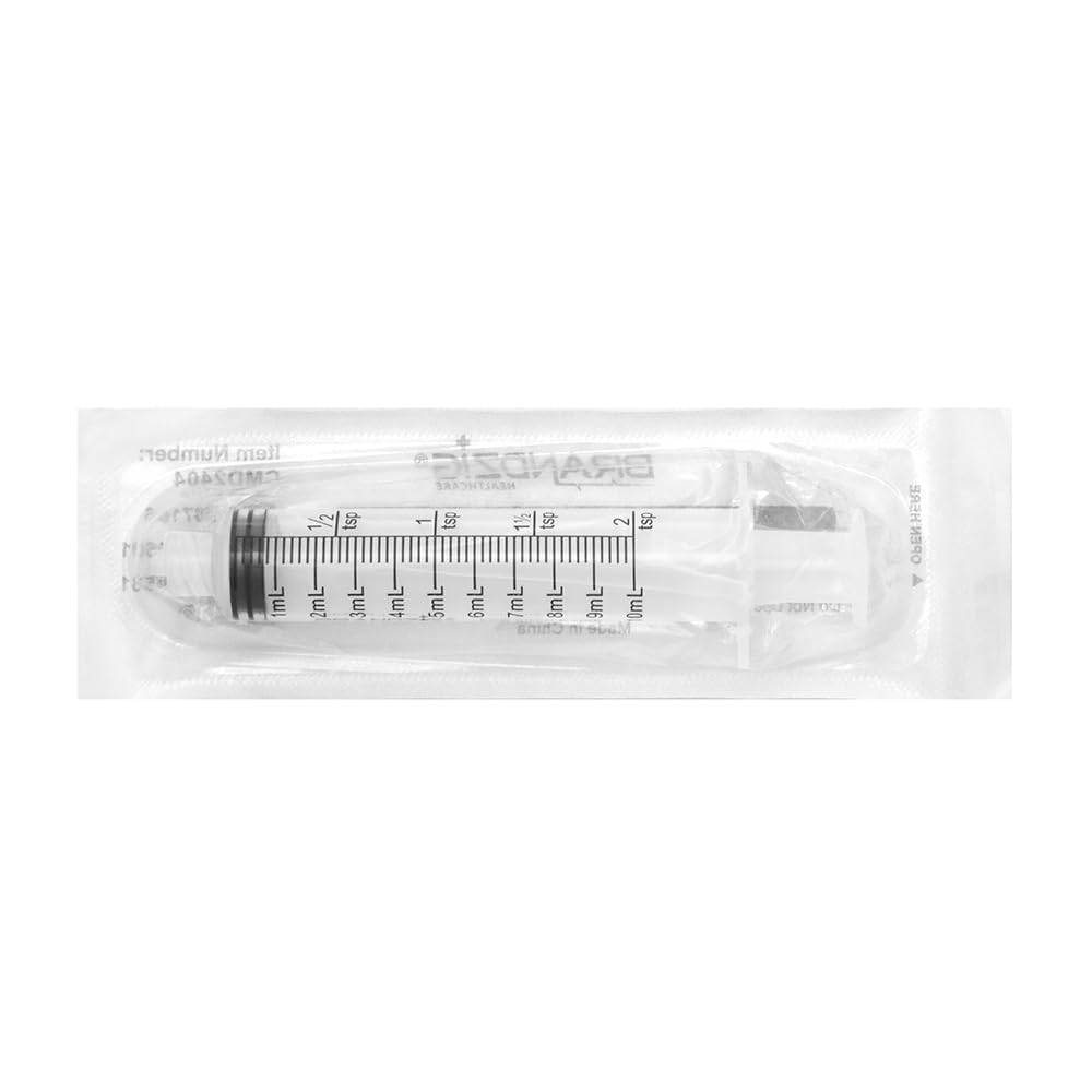 10ml Luer Lock Syringe (No Needle) - Sterile, Individually Wrapped - 100 Pack - for Professional & Personal Use
