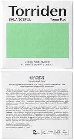 Torriden BALANCEFUL Toner Pads (60 Pads) | Daily Exfoliating Pads with PHA & LHA for Oily, Combo, and Sensitive Skin | 5D CICA, Panthenol