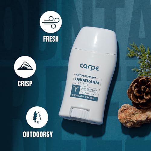 Carpe Underarm Antiperspirant and Deodorant, Clinical strength with Mountain Breeze scent, Combat excessive sweating Stay fresh and dry, Great for hyperhidrosis (Pack of 3)