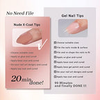 BTArtbox Short Almond Press on Nails - 5 Colors XCOATTIPS Pre-colored Soft Gel Nail Tips, 640pcs Full Cover Natural Fake Nails Extensions for Easy DIY Nail Art