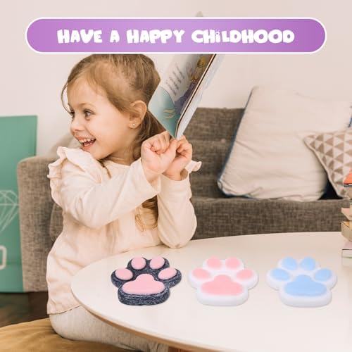 3pcs Big 5.5in Thin Squishy Cat Paw Squeeze Toys,Cute Kawaii Squishies,Cat Paw Fur Ball,Jelly Kitty Paw Squishy Funny for Adults Kids (3pcs Black+Pink+Blue Big 5.5in Thin)