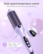 Wavytalk Thermal Brush, Blowout Boost 1.5 inch Heated Round Brush for Blowout Look, Negative Ion Technology, Ceramic Tourmaline, 5 Temperature Settings, Dual Voltage, Purple, Less Damage
