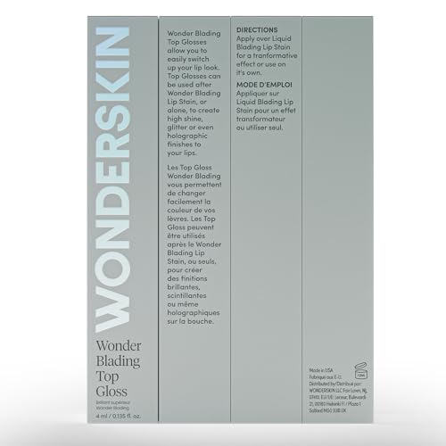 Wonderskin WONDER BLADING Top Gloss - Clear Glitter Lip Gloss, Hydrating and High Shine Finish Lip Makeup (Clear Shine)