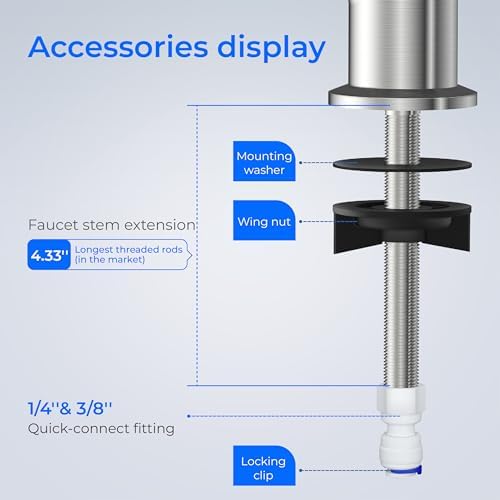 Waterdrop Filtered Water Faucet, Drinking Water Faucet, Reverse Osmosis Faucet, RO Faucet, RO Water Faucet, Water Filter Faucet for Kitchen Sink, Water Dispenser Faucet, Stainless Steel, Lead-Free