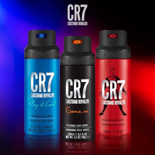 CR7 Game On Cristiano Ronaldo - Classic Body Spray Scent for Men - With Papaya, Ice, Cedar, and Cashmere Wood - From Cristiano Ronaldo's Original Men's Fragrance Collection - 5.1 oz