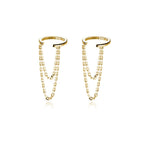 Reffeer Solid 925 Sterling Silver Minimalist Cuff Earrings Chain for Women Teens Cartilage Wrap Earrings Helix Cuffs (B-18K Gold)
