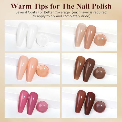 Vegan Nail Polish Set: Air Quick Dry Nail Lacquer Milky White, Nude, Brown 6 Regular Colors Nail Art Polish Non Gel Fast Drying Fingernail Polish Bulk for Winter DIY Salon Gift For Women