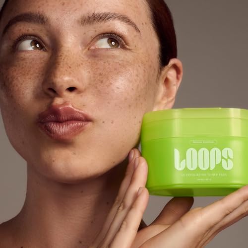 LOOPS Exfoliating Toner Korean Skincare - Refine, Resurface, and Rebalance Skin - Brightening & Anti-Aging Skincare - Pre-Soaked Bamboo Pad - Vegan, Natural, Biodegradable Toner Pads for Face