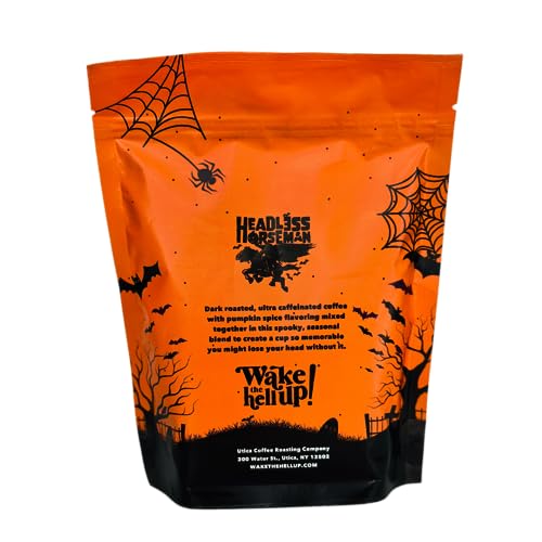 Wake The Hell Up! 12oz Ultra-Caffeinated Pumpkin Spice Ground Coffee, Low Acid, Medium-Dark Roast