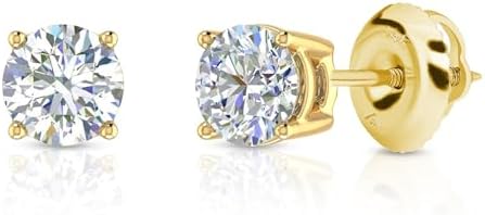 Amazon Essentials 0.25 to 1 Carat IGI Certified Solitaire Lab Grown Diamond Stud Earrings for Women in 14k Gold - 4 Prong Round Cut (G-H Color, VS1-VS2 Clarity) - Gold Stud Earrings - Stud Earrings for Women