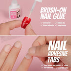 FANDAMEI Press on Nails Medium Length, 24 Pack 576PCS Glossy Medium Coffin Fake Nails Full Cover, Acrylic Short Ballerina False Nail tips with Nail Glue, Nail Adhesive Tabs, Nail File for Nail Art DIY