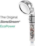 Original StoneStream EcoPower High Pressure Handheld Shower Head with ON OFF switch- 3 Spray Settings with Hose, Wall Adapter and Replacement Beads