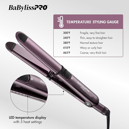 BaBylissPRO Nano Titanium Prima Ionic Hair Straightener, Curl and Straighten Hair With One Professional Tool