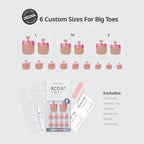 BTArtbox Press On Toenails - Lamp-Curable Real Square Toe Nail Press Ons with Glue for Women, Semi-Transparent French Tip Fake Toe Nail Tips in 15 Sizes - 30 Toenails Kit, Pink Croc