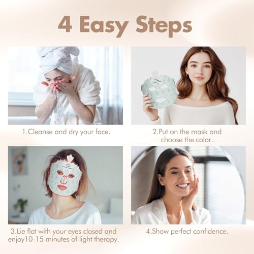 Red Light Therapy Mask for Face, 7 Colors LED Face Mask Light Therapy At Home, Led Face Mask Light Therapy, Green