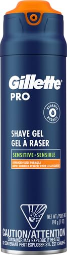 Gillette PRO Shaving Gel For Men Cools To Soothe Skin And Hydrates Facial Hair, 7oz, ProGlide Sensitive 2 in 1 Shave Gel (Pack of 2)