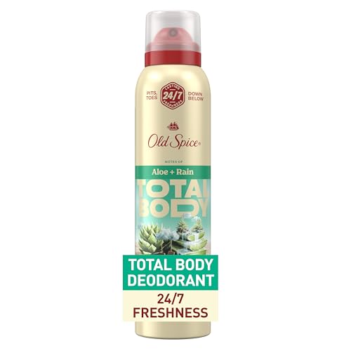 Old Spice Whole Body Deodorant for Men, Total Body Deodorant, Aloe + Rain, Aluminum Free Deodorant Spray for 24/7 Freshness // Dermatologist Tested Whole Body Deodorant, 3.5 oz