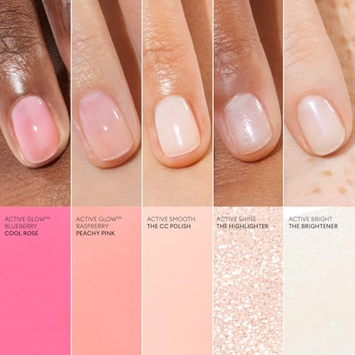 Manucurist Active Glow™ Blueberry All-in-One Perfecter Nail Polish & Care - No Lamp - Vegan & Made in France Ultra-Glowy Rose Mirror-Like Shine - Nail Concealer & Care - Plant-Based Ingredients