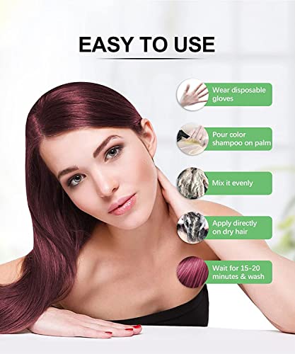 Fvquhvo Coconut Red Wine Hair Dye Shampoo Color Covers Gray Hair,Instant Red 3 in 1,Red 16.90Fl Oz for Women & Men,Long lasting Easy to Apply Red All Types, 1.17 pounds, 16.9 Fl Oz