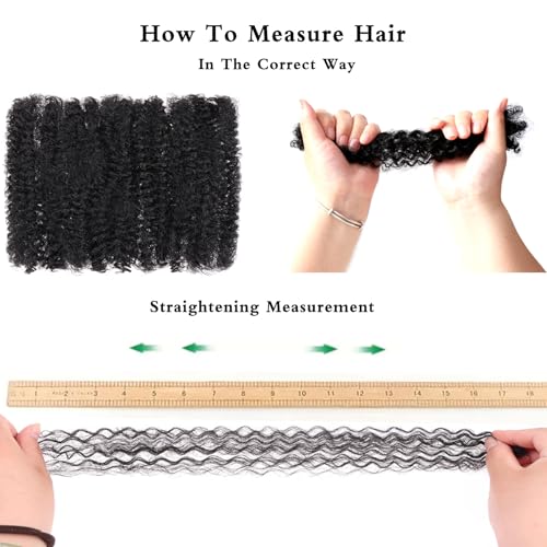 Xtrend 16 Inch 3 Bundles 90g Natural Black Afro Kinky Curly Braiding Bulk Hair For Mini Braiding Twists ，Afro Kinkys Bulk Synthetic Hair For Micro Spring Twist，Dreadlock Extensions Repair Locs Women