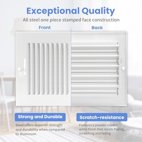 12 x 8 Inch [Duct Opening] Air Vent Covers for Wall or Ceiling - High Airflow 2 Way Steel Ventilation - Adjustable Wall/Ceiling Register, 13-3/4 Inch x 9-3/4 Inch [Overall Dimensions]