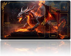 DEGDFSGR MTG Playmat with Zones 27.5" x 15.74" inches, Non-Slip Rubber Base, Commander Playmat for Magic The Gathering, The Fire Dragon On The Rock
