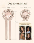 YANIBEST Double Layer Satin Silk Bonnet for Sleeping Hair Bonnet with Elastic Tie Band for Curly Hair Wig Caps Champagne