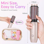 Cordless Curling Iron Brush, 2024 New Portable Travel Curling Iron Mini Brush for Women, 7000Mah USB Rechargeable Curling Wand Brush with Negative Ion, Pink