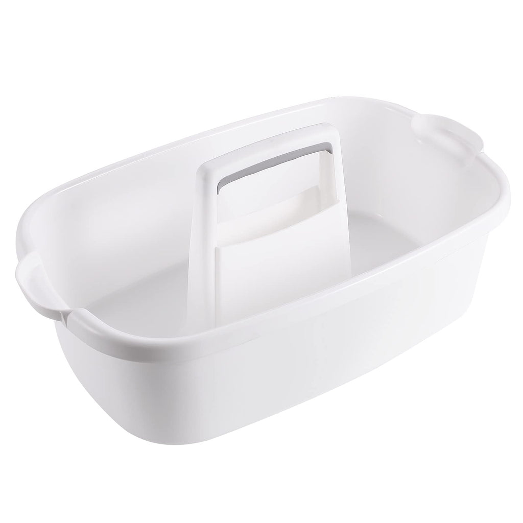 Omirome 2-Pack Large White Cleaning Caddy for Cleaning Supplies with Handle - Portable Plastic Tote Organizer for Shower, Bathroom, Kitchen, Under Sink Storage