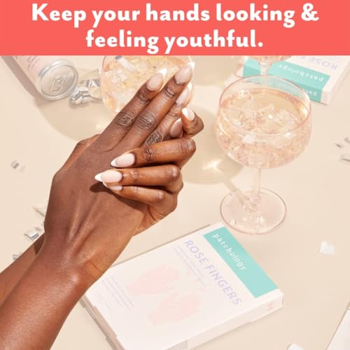 Patchology Rosé Fingers Renewing Hand Mask - Strawberry-Scented Moisturizing Gloves with Shea Butter for Dry & Cracked Hands, Repairing Hand Treatment for Baby Soft Skin, Self-Care Essential - 1 Pair