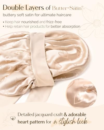 YANIBEST Double Layer Silk Satin Bonnet for Sleeping Women Printed Pattern Satin Bonnet with Tie Band for Women Curly Natural Hair