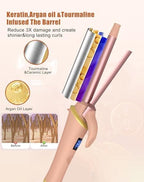 Mini Curling Iron Wand for Short Hair, Ukliss Travel Friendly Dual Voltage Mini Hair Curler, Ceramic Curling Wand for Versatile Styling, Portable and 60 Mins Auto-Off, 5 Heat Settings, Pink 1/2 inch