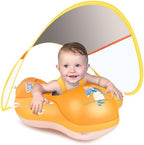 LAYCOL Baby Swimming Float Inflatable Baby Pool Float Ring with Sun Protection Canopy,add Tail no flip Over for Age of 3-36 Months
