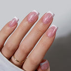 BTArtbox French Tip Press On Nails Short - Press On Nails with Stars, Natural Soft Gel Glue On Nails with Nail Glue, Reusable Stick On Nails in 16 Sizes, Starlit Sparkle