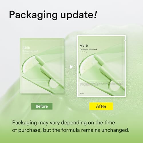 Abib Collagen Gel Mask Heartleaf Jelly 4 Sheets (Soothing) I Korean Vegan Collagen, Cooling Calming Hyaluronic Acid Hydrogel Face Mask Skin Care