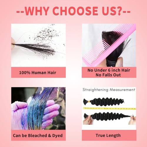 Deep Wave Bulk Human Hair for Braiding 110g 12A Brazilian Virgin Curly Human Hair Extensions for Boho Braids Human Hair 28 Inch Wet and Wavy Human Braiding Hair 2 Bundles/Pack Natural Color