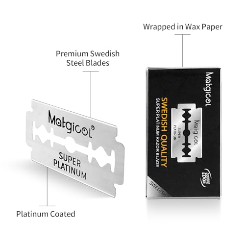 Double Edge Safety Razor Blades - 100 Count Premium Platinum Swedish Steel Blades for Men & Women’s Razors with a Smooth Precise and Clean Shave