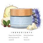 Pretty farm girl Blue Beauty Tallow Face Cream - Ultra-Hydrating & Rejuvenating - Blue Tansy Flower Oil Scent - Handmade - All Skin Types - For Around the Eyes, Neck, and Lips