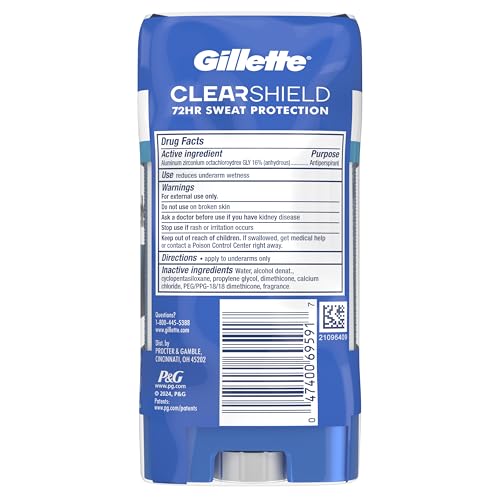 Gillette Antiperspirant and Deodorant for Men, 72hr Sweat & Odor Protection, Long Lasting Freshness, Anti-White Mark Technology, Clear Gel, Cool Wave Scent, 3.8 oz (Pack of 3)