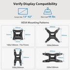 Pipishell Full Motion TV Monitor Wall Mount Bracket Swivel Tilt Extension Rotation for Echo Show 21/15 and Most 13-42 Inch LED LCD Flat Curved Screen TVs & Monitors, Max VESA 200x200mm up to 44lbs