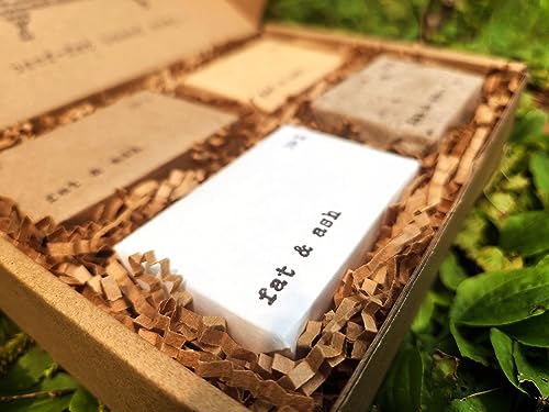 All-Natural, Long-Lasting Beef Tallow Bar Soap (4 Bars) with Bay & Tea Tree Oil Good for Sensitive Skin and Great as a Gift. Handmade in USA in Small Batches.