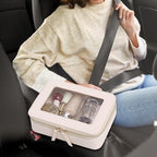 Clear Makeup Bag for Women Waterproof Travel Cosmetics and Toiletries Case Portable Makeup Oaganizer Bag Clear Car Bag with Zipper (Beige, M)