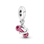 PANDORA Dumbbell & Heart Dangle Charm - Compatible Moments Bracelets - Jewelry for Women - Gift for Women - Made with Sterling Silver & Enamel, With Gift Box