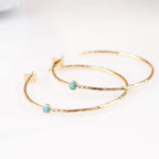 14K Gold-Plated Dainty Hoop Earrings with Simulated Blue Turquoise