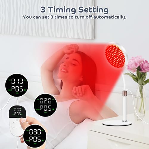 Red Light Therapy for Face and Body, Red and Blue Light Therapy Lamp with Base, 415nm Blue Light, 660nm Deep Red Light and 850nm Near-Infrared LED Light Therapy Device for Home Use